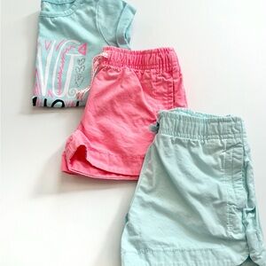 Carter's Pink and Light Blue Girls Cotton Shorts Set